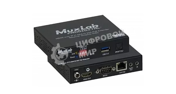Передатчик-энкодер MuxLab 500762-TX HDMI и Audio over IP, сжатие H.264/H.265, с PoE