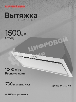 Вытяжка встраиваемая Kuppersberg Intro 70 белый, 70 см, 1000 куб. м/ч, 43 дБ