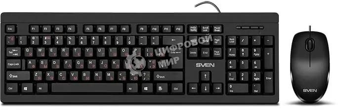 Комплект клавиатура + мышь SVEN KB-S320C клавиатура и мышь черные (USB, 105 кл, 4 кнопки, 1000 dpi)