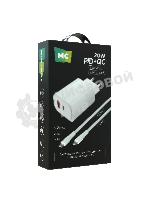 Сетевое зарядное устройство MORE CHOICE NC81a СЗУ 1USB+1Type-C 3.0A PD 20W+ QC3.0, белый