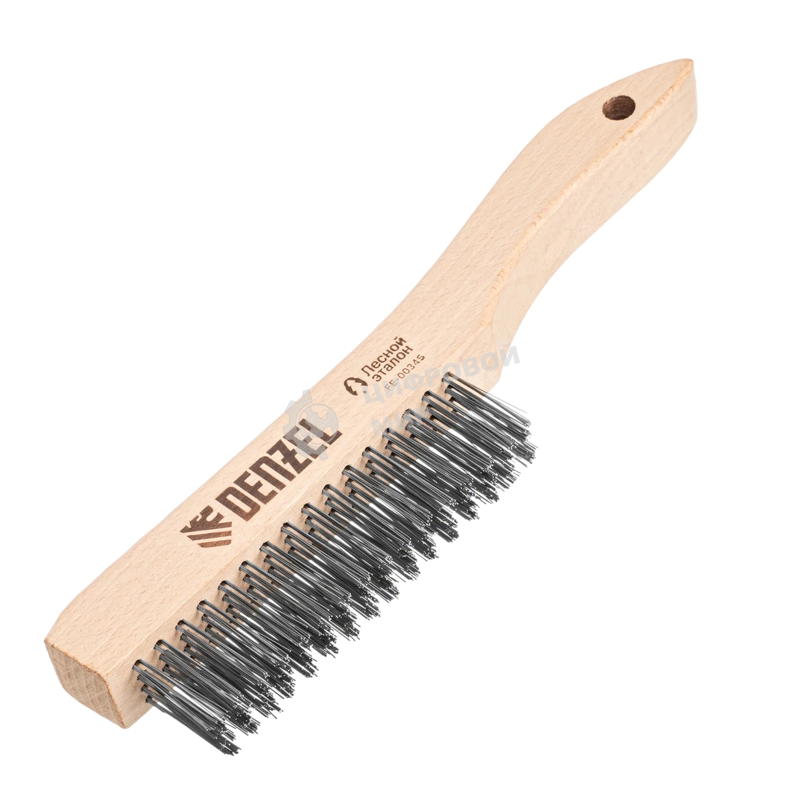 Щетка зачистная Denzel 4-х рядная, прямая проволока из нержавеющей стали с деревянной ручкой, EFP