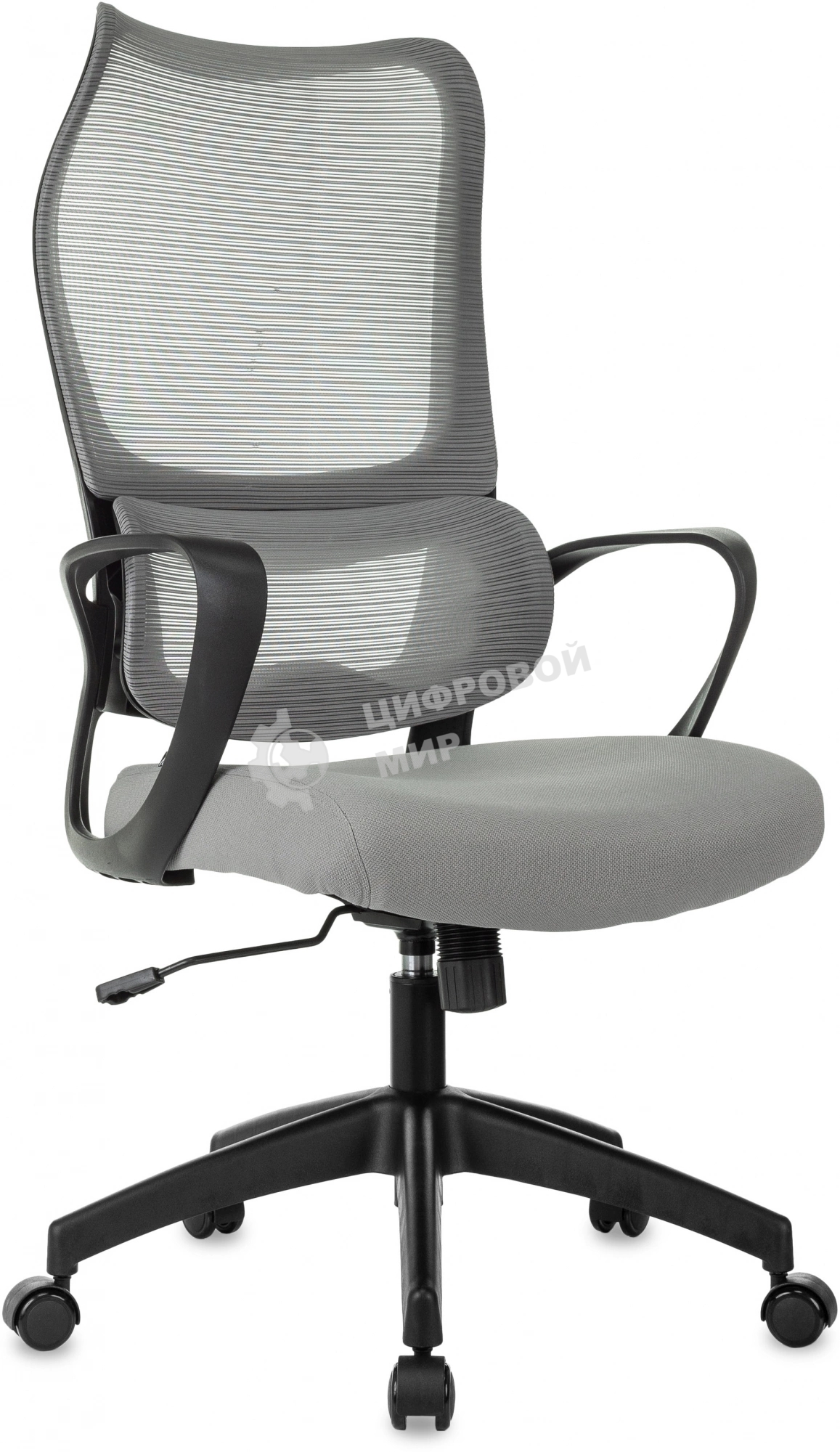Кресло руководителя Бюрократ Sigma 2 серый, сетка/ткань, крестов. пластик