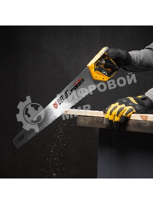 Ножовка по дереву Denzel 500 мм, 9 TPI, зуб 3D, двухкомпонентная рукоятка