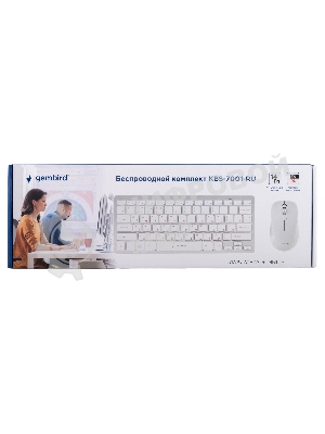 Комплект клавиатура+мышь Gembird KBS-7001-RU беспроводной, USB, 1600 DPI, белый