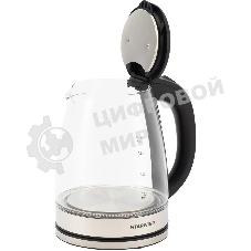 Чайник электрический Starwind SKG4777 1.8 л, 2000 Вт, черный/прозрачный (корпус: стекло)