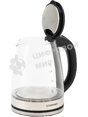 Чайник электрический Starwind SKG4777 1.8 л, 2000 Вт, черный/прозрачный (корпус: стекло)
