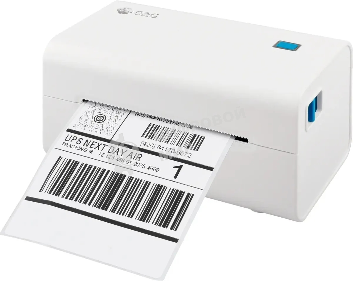 Принтер наклеек G&G GG-D420 стационарный, прямая термопечать, 203 dpi, 152 мм/сек, USB, белый