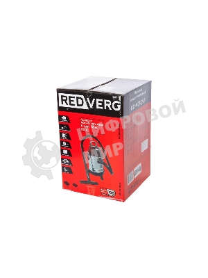 Пылесос строительный RedVerg RD-VC18/U черный, 400 Вт, уборка сухая/сбор воды, питание от аккумулятора, пылесборник мешок/контейнер, 20 л