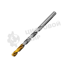 Сверло спиральное по металлу Denzel 11 х 195 мм, Р6М5, Golden Tip, удлиненное