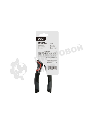 Удлиненные плоскогубцы Deli DL0103 160 мм, Cr-V, эксцентриковый шарнир, антикоррозийное покрытие, трехкомпонентная прорезиненная рукоять