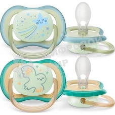 Пустышка Philips Avent ultra air, ночная, звезда/сова, 0-6 мес., 2 шт.