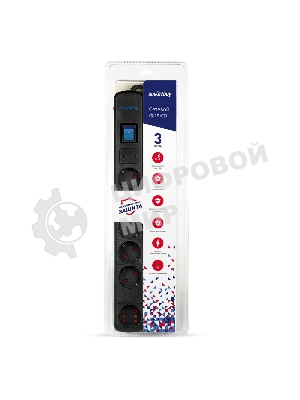 Сетевой фильтр Smartbuy (SBSP-30K-Pro) - 6 роз х3,0 м - черный