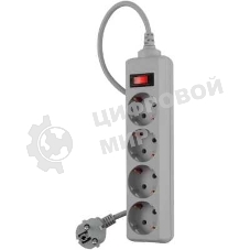 Сетевой фильтр Buro 400SL-3-G 3 м, 4 розетки, серый (пакет ПЭ)