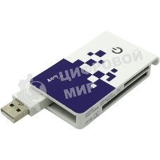 Карт-ридер внешний AeroCool AT-955A/белый-синий/Micro SD/Micro SDHC/Micro SDXC/SD/SDHC/SDXC/MS/MS Duo/MS Micro (M2)/USB 2.0 Type-A/пластик