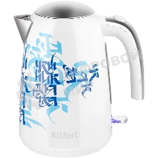 Чайник электрический Kitfort КТ-6772 1.7 л, 2200 Вт, белый/синий корпус: металл/пластик