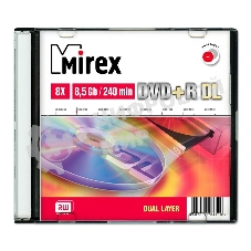 Диск DVD+R Mirex 8.5 Gb, 8x, Slim Case (1), Dual Layer (1/50)