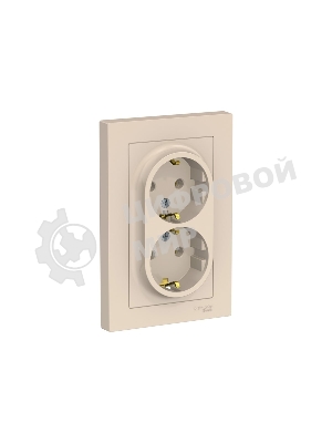 Розетка 2-м AtlasDesign с заземл. 16А в сборе беж. SchE ATN000224