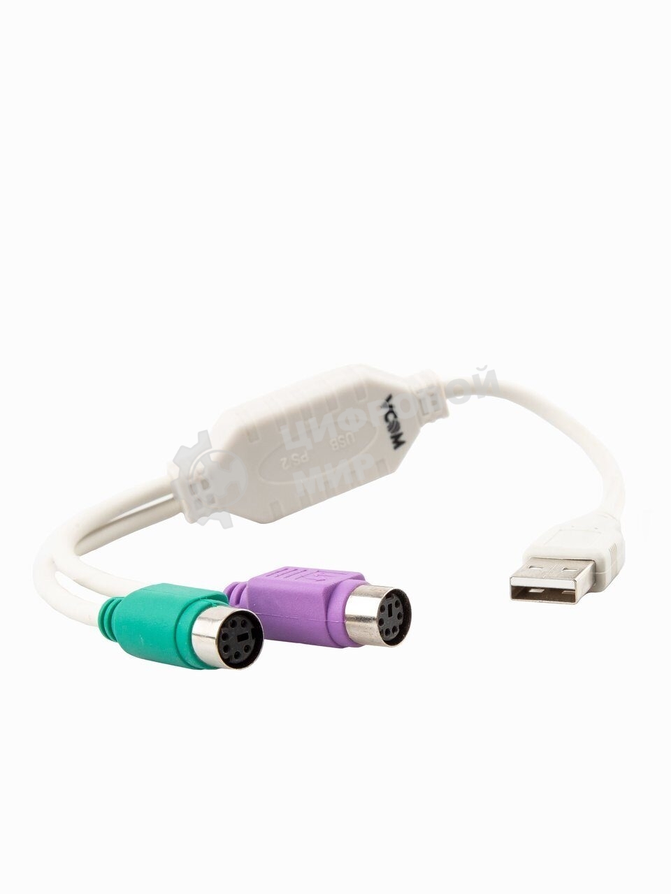 Кабель AM-2xPS/2 0.1м VCOM USB->2xPS/2 (адаптер для подключения PS/2 клавиатуры и мыши к USB порту), VUS7057