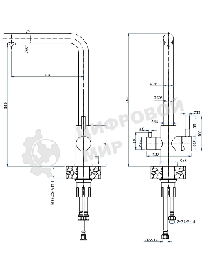 Кухонный смеситель GranFest Quarz GF-Z-5421, Г-образный, кран под фильтрованную воду, серый