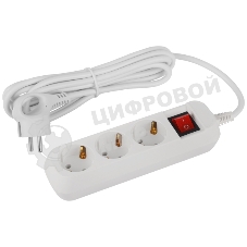 Удлинитель электрический ЭРА UDL-16-330-ES Greenline 3 розетки с заземлением с выключателем 3м ПВС 3x1мм2