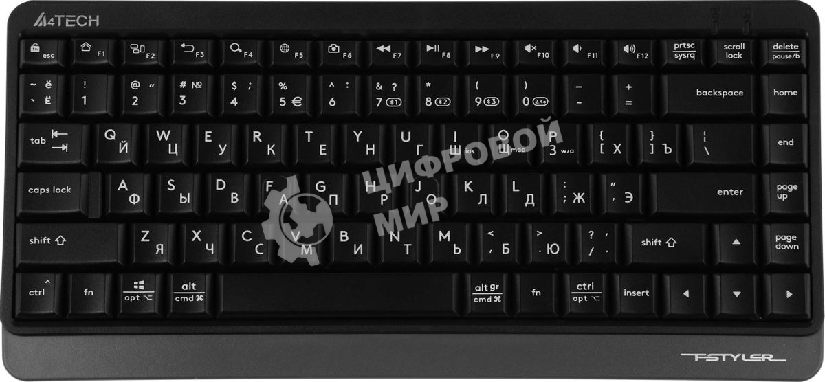 Клавиатура беспроводная A4Tech Fstyler FBK11, USB, Bluetooth/Радиоканал, черный/серый