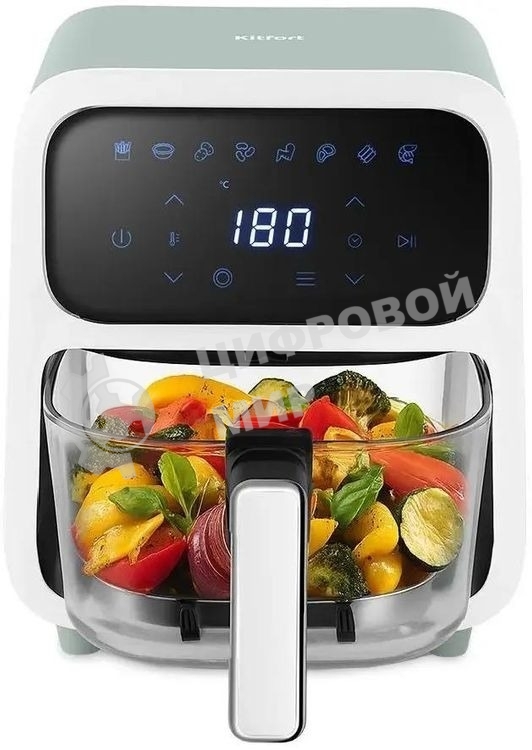 Аэрогриль Kitfort КТ-8147 светло-зеленый, 1800 Вт, 4 л, сенсор, 8 программ