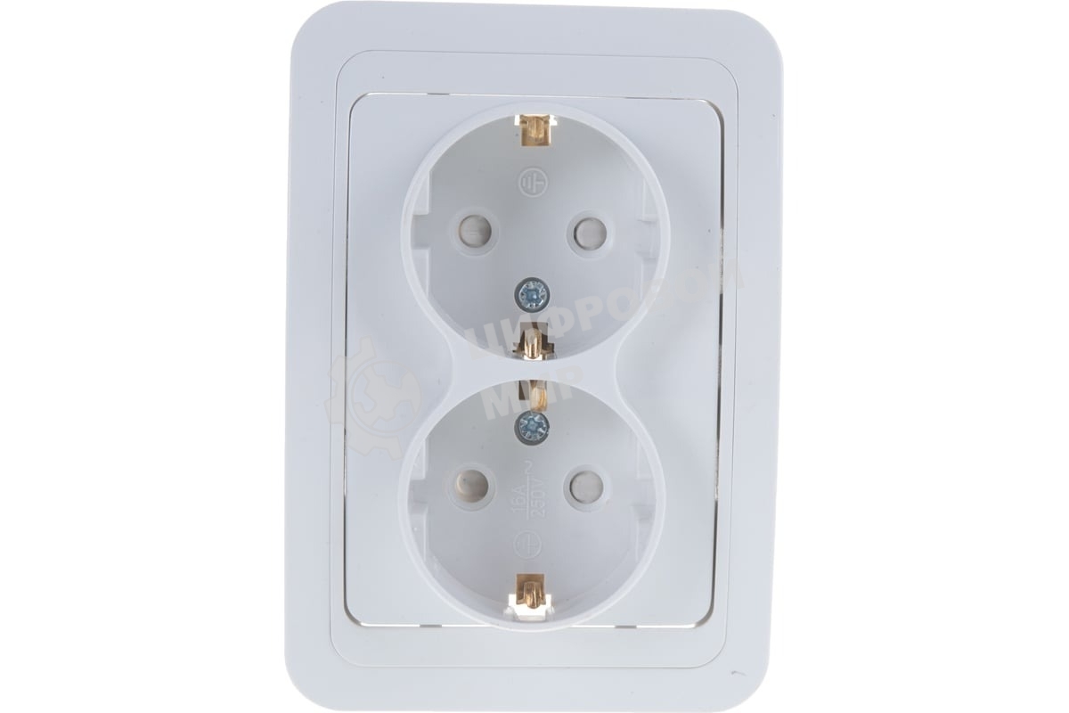 Розетка 2-м CLASSICO защ. шторки с заземл. 2128x белый ASD/IN HOME 4690612000985