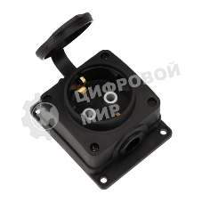 Розетка (колодка) Rexant влагозащищенная с крышкой 1 гнездо COMPACT, с/3, 16А, IP54, каучук, черный