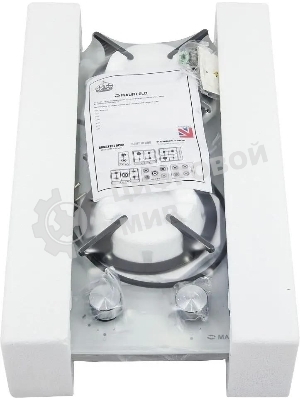 Газовая варочная панель Maunfeld EGHG.32.1CW/G, 2 конфорки, закаленное стекло, белый