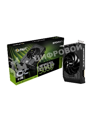 Видеокарта Palit GeForce RTX 5050 StormX OC, NVIDIA RTX 5050, 8 ГБ GDDR6, 128 бит, PCI-e 5.0, 1xHDMI, 3xDP, 2617 МГц