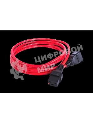 Шнур питания с фиксатором REM IEC 60320 C19/IEC 60320 C20, 16 А/250 В (3 1,5), 3 м, красный R-16-Cord-C19-C20-3-Red