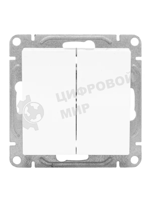 Механизм выключателя EKF UP1-SWW-21 двухклавишный, проходной, белый Эпика