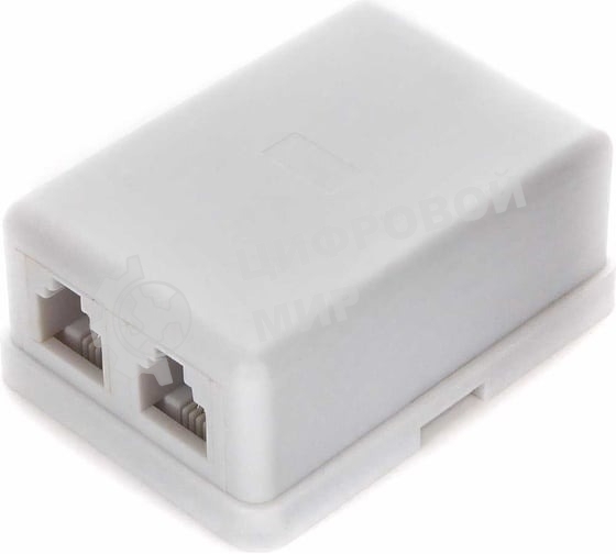 Розетка телефонная TA-102 RJ-11 (6P4C) внешняя 2 порта, белый
