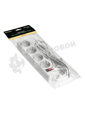 Удлинитель ExeGate EC-4-1.8W (EX279399RUS), белый, 1,8 м, евровилка с заземлением, 4 евророзетки с заземлением, 2200 Вт