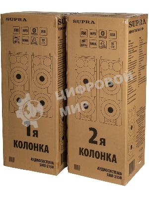 Минисистема SUPRA SMB-2150 черный 1200Вт FM USB BT SD (в комплекте: активн.+пассив.колонки)