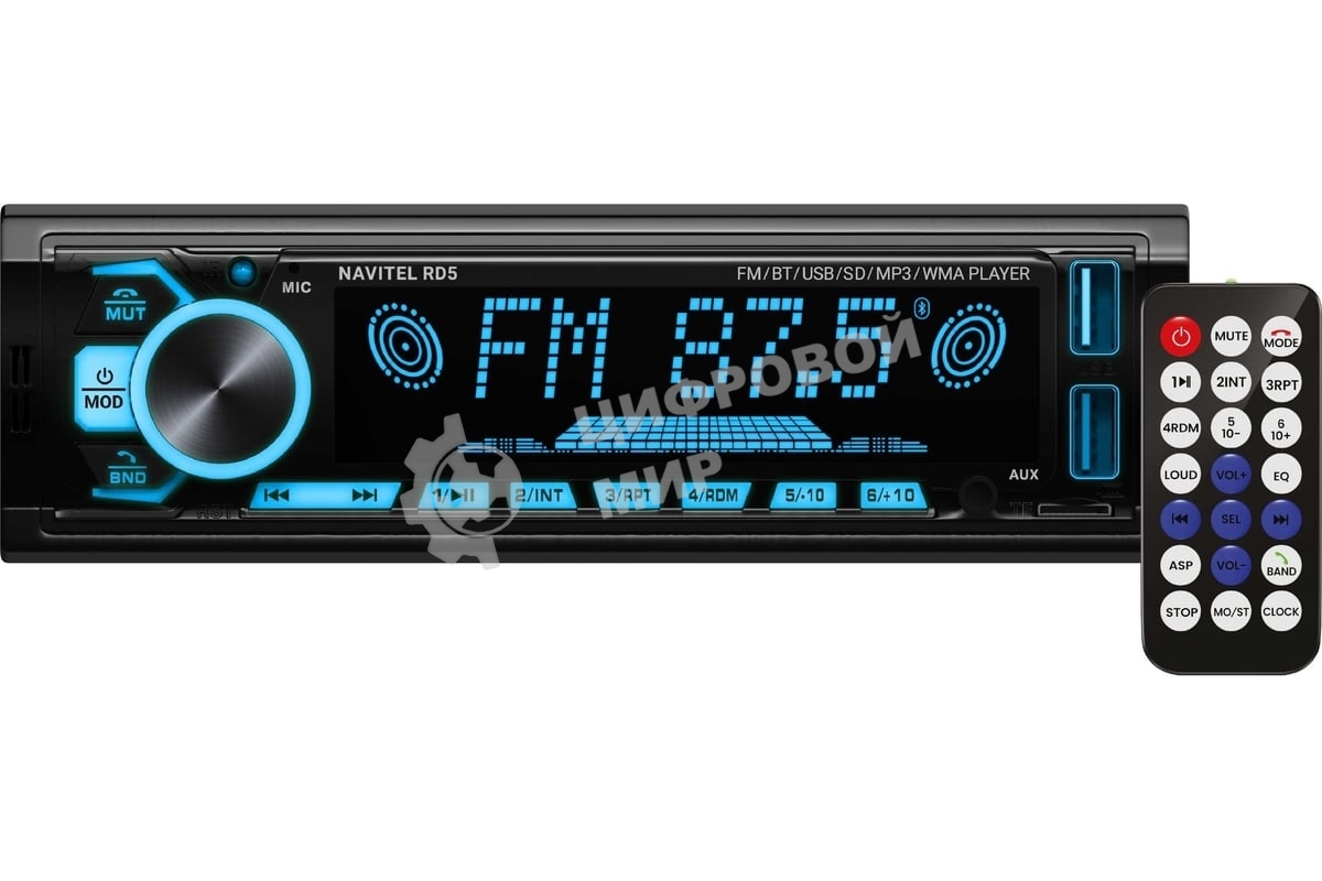 Автомагнитола Navitel RD5, 1 DIN, Bluetooth, USB Type-A, AUX, пульт ДУ