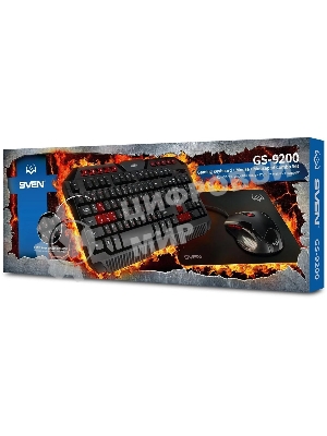 Комплект клавиатура + мышь SVEN GS-9200 игровые клавиатура, мышь и коврик