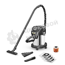 Строительный пылесос Karcher KWD 3 S V-17/4/20 Anniversary Edition черный, 1000 Вт, уборка сухая/сбор воды, пылесборник мешок/контейнер, 17 л