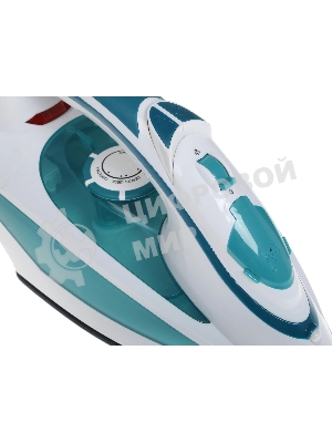 Утюг Delta LUX DL-352 белый с бирюзовым, 2200 Вт, 30 г/мин, 140 г/мин, 300 мл