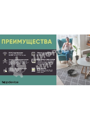 Робот-пылесос TopDevice TDSRC003_BK черный, 40 Вт, 2600 мА·ч Li-Ion, уборка влажная/сухая, пылесборник контейнер 0.4 л