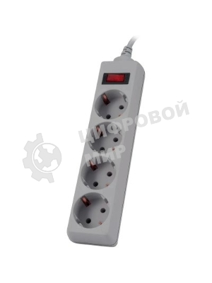 Сетевой фильтр Buro 400SL-5-G 5 м, 4 розетки, серый (пакет ПЭ)