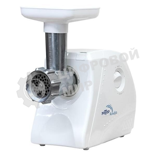 Мясорубка электрическая Ротор Альфа ЭМШ 35/250-4 белый, 1500 Вт, 0.6 кг/мин, защита от перегрузки, насадки - 4