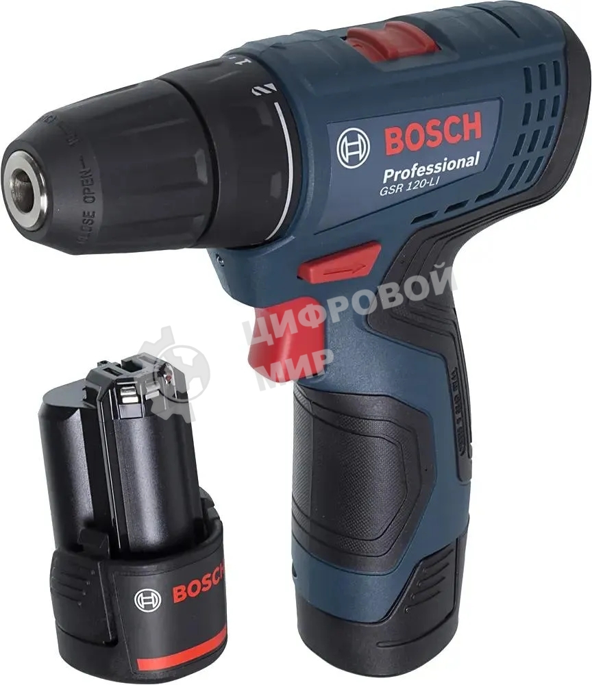 Дрель-шуруповерт Bosch GSR 120-LI C, 12 В, 2 Ач, 30 Нм, щеточный
