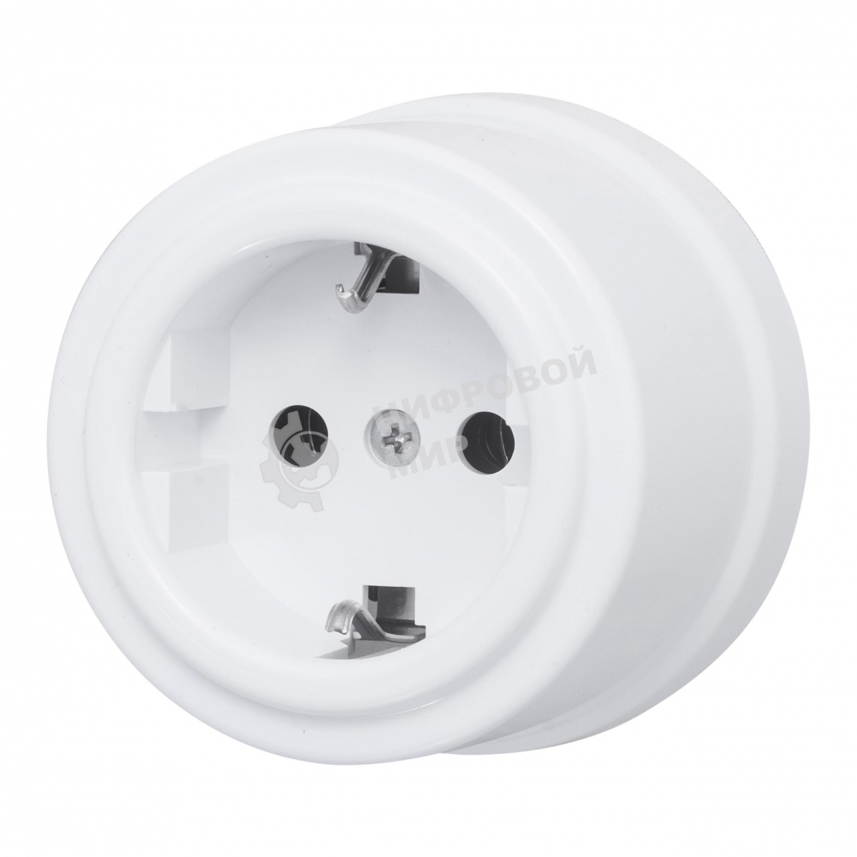 Розетка Bironi B1-101-21 1-м ОП Лизетта, 16А IP20, ретро с заземлением, ABS-пластик, белый