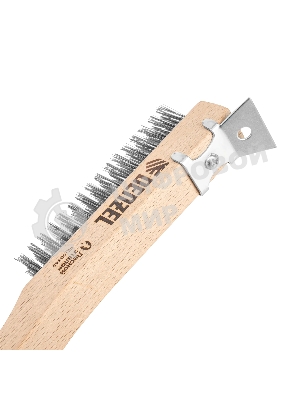 Щетка зачистная Denzel 4-х рядная, проволока из нержавеющей стали с деревянной ручкой скребок, EFP