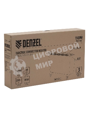 Конвектор электрический Denzel XCE-1500 белый, 1500 Вт, 20 м2, термостат