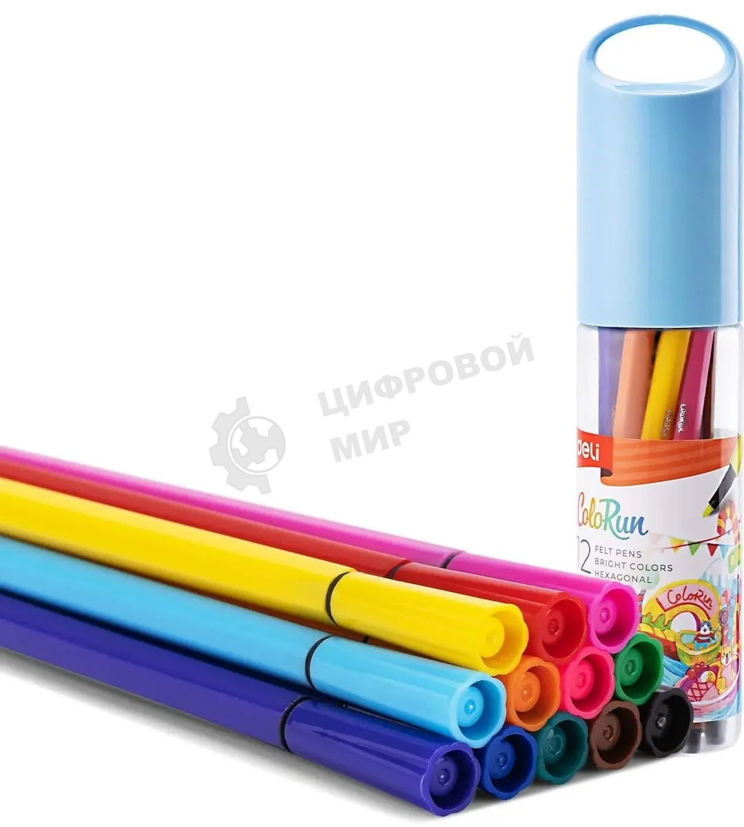 Фломастеры Deli EC156-12 ColoRun 12 цветов, пластиковая туба