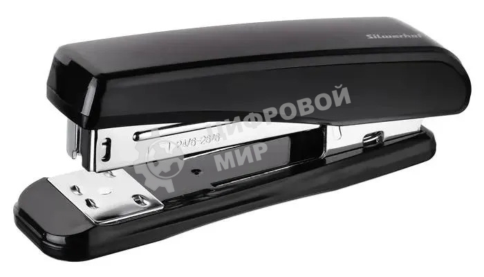 Степлер Silwerhof 401075-01 24/6 26/6 (30 листов) черный, 80 скоб, пластик закрытый/открытый, коробка