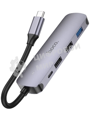 Разветвитель USB-C Hoco HB27 4порт. серый