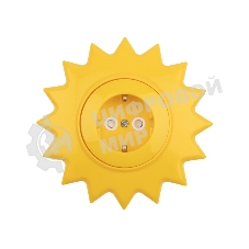 Розетка одноместная Kranz HAPPY Солнце скрытой установки с заземлением и защитными шторками, желтая